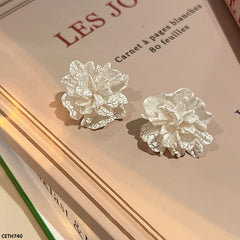 3D white flower earrings