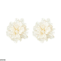 3D white flower earrings