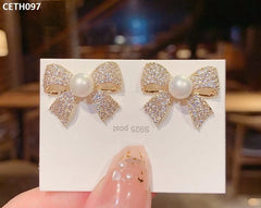 Bow With Pearl Earrings