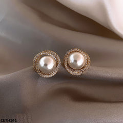 Circle With Pearl Earrings