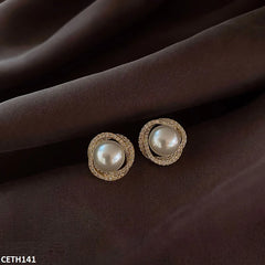 Circle With Pearl Earrings