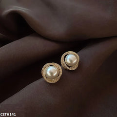 Circle With Pearl Earrings