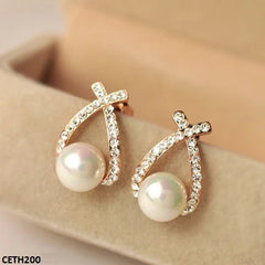 Cross Pearl Earrings