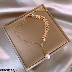 Leaves pearl chain bracelet